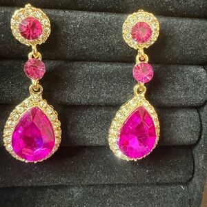 Elegant Pink and Gold Drop Earrings